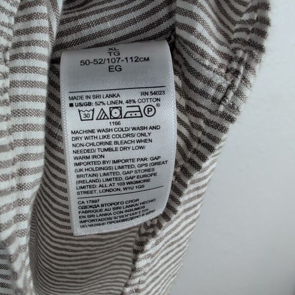 Banana Republic Mens Linen Cotton Shirt Size XL Brown Striped Untucked Slim 163 - Picture 5 of 5